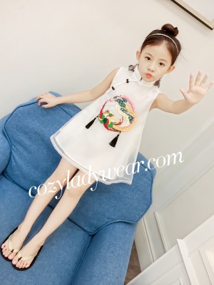 Girl's Embroidered Cheongsam / Qipao Dress