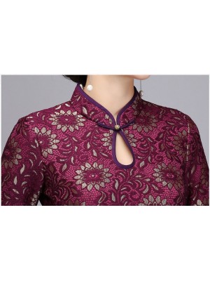 Floral Lace Qipao / Cheongsam Blouse Top with Long Sleeves