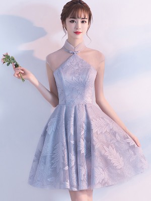 Short Bridesmaids Illusion Wedding Qipao / Cheongsam Dress