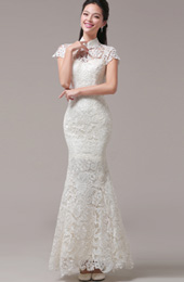 White Fishtail Qipao / Cheongsam Wedding Dress