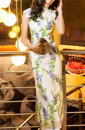 Floral Ankle-Length Cheongsam / Qipao Dress