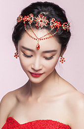 CLY Cazzo Red Vintage Bridal Crystal Headband