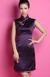 Custom Tailored Purple Silk Qipao / Cheongsam Party Dress