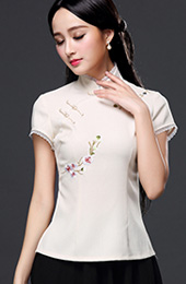 Floral Embroidery Qipao / Cheongsam Top