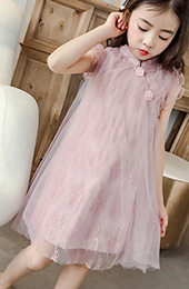 Kid Girls Cheongsam / Qipao Dress with Ruffle Sleeve