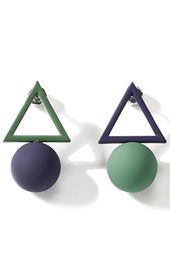 Colorblocked Geometric Triangle Stud Earrings