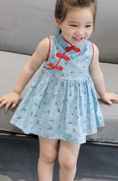 Floral Kids Girl's A-Line Cheongsam / Qipao Dress