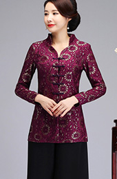Purple Lace Quilted Qipao Tang Jacket