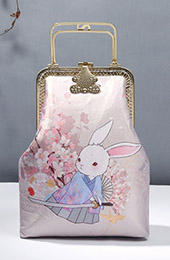 Pink Printing Rabbit Chain Top Handle Clutch Bag