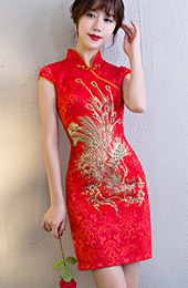 Red Short Phoenix Qipao / Cheongsam Wedding Dress