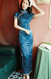 Long Cheongsam / Qipao Party Dress in Dragon Print