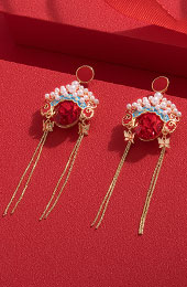 Beijing Opera Mask Drop Tassel Dangle Earrings