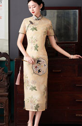 2021 Yellow Floral Qipao / Cheongsam Dress