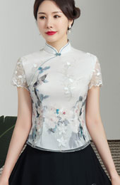 2022 Floral Embroidered Qipao / Cheongsam Blouse Top