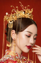 Gold Tone Wedding Bride Hair Crown Vine & Earring