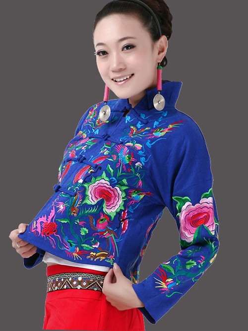 Cotton Chinese Women Jacket with Embroidery