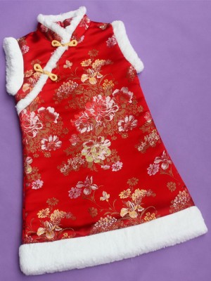 Silk Kids Cheongsam / Qipao / Chinese Dress for Winter