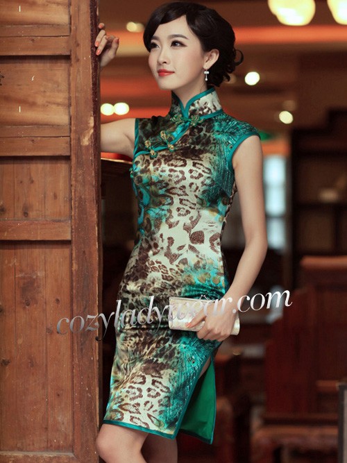 green chinese dress