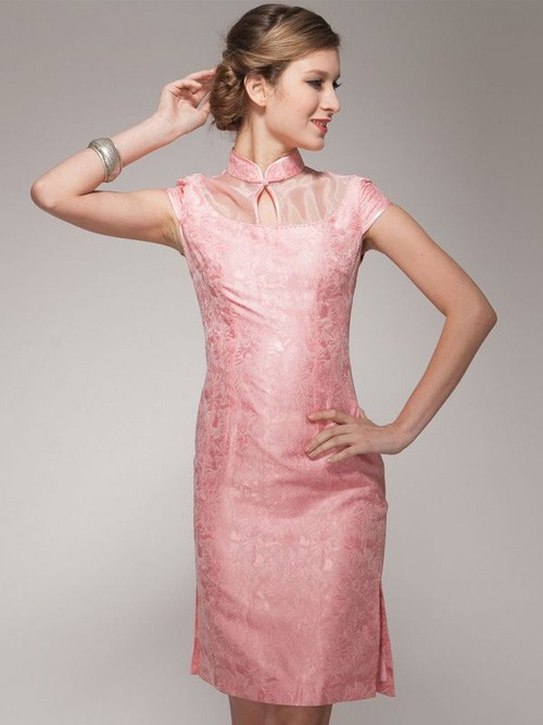 Pink Short Silk Qipao / Cheongsam Dress