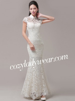 White Fishtail Qipao / Cheongsam Wedding Dress