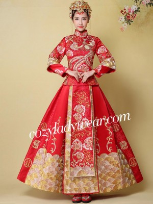 Phoenix Emboridery 2-Piece Chinese Wedding Qun Kwa