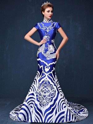 Custom Tailored Dragon Qipao / Cheongsam Dress with Train