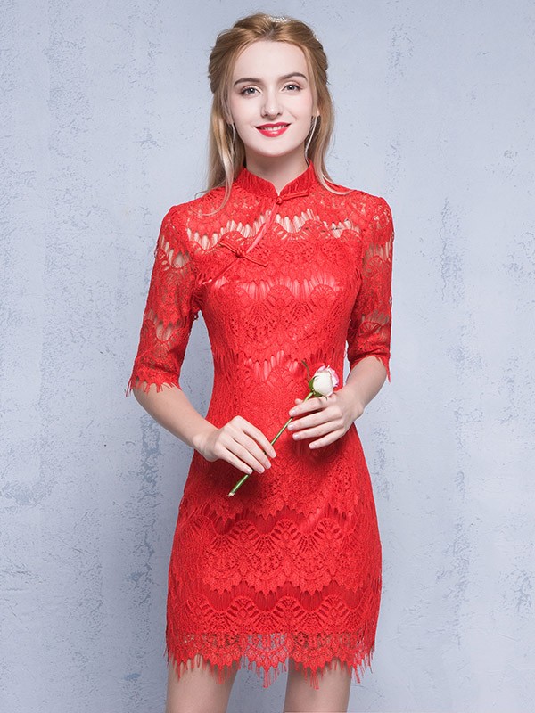 Half Sleeves Qipao / Cheongsam Dress in Lace