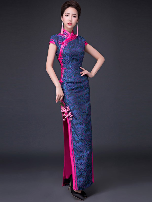Mandarin Collar Qipao / Cheongsam Prom Dress with Split - CozyLadyWear