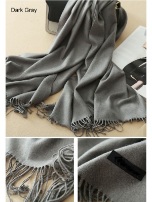 22 Color Options, Fringe-Trim Wrap Scarf in Wool