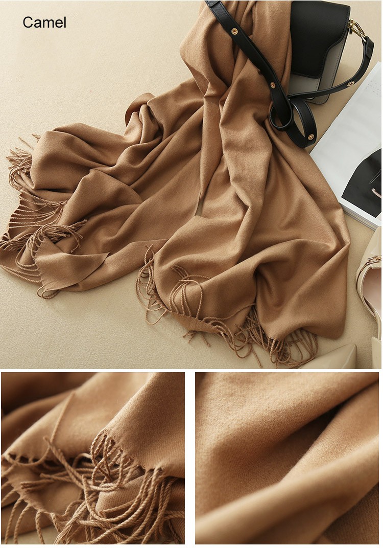 22 Color Options, Fringe-Trim Wrap Scarf in Wool