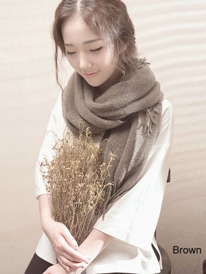 Knit Wool Tassel-Trim Scarf