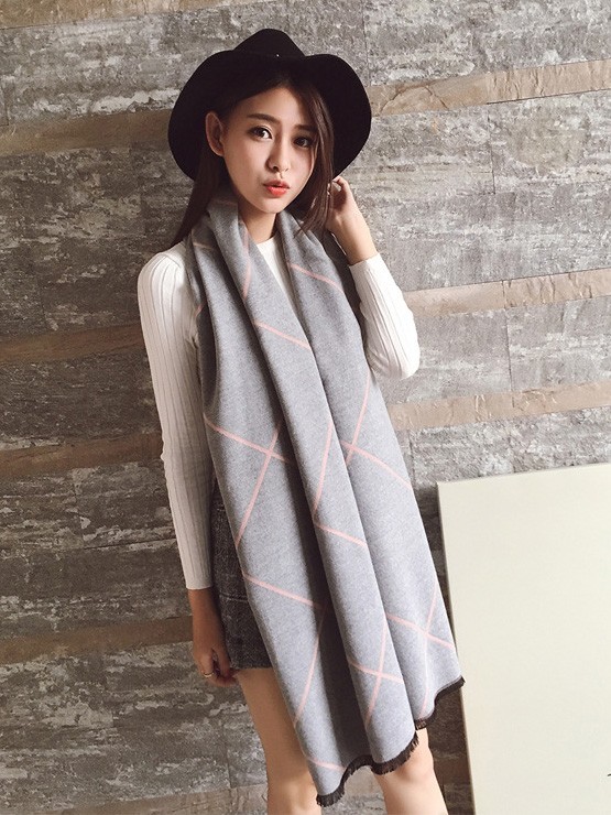 Long Plaid Wrap Scarf