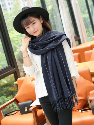 4 Color Options, Cozy Tassel Striped Scarf