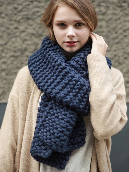 6 Color Options, Knit Long Scarf - CozyLadyWear