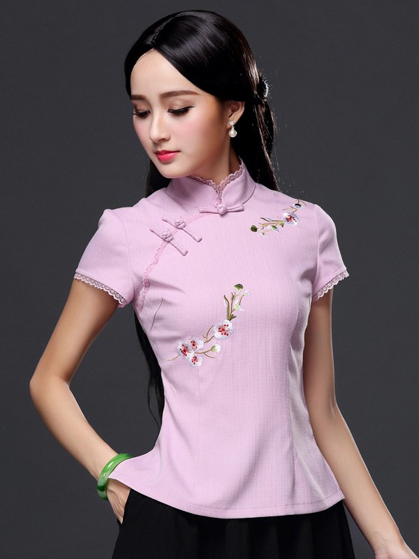 Floral Embroidery Qipao / Cheongsam Top