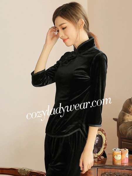 Ritual Black Velvet Qipao / Cheongsam Dress