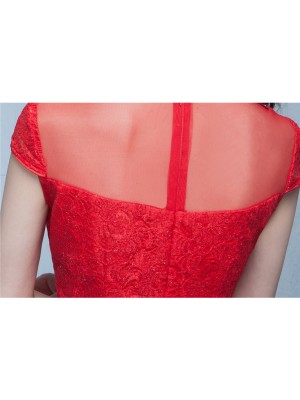 Red Lace Fishtail Qipao / Cheongsam Gown in Sequins