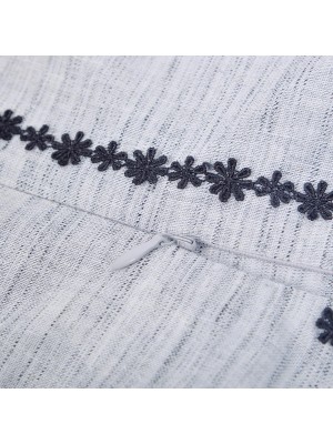 Gray Qipao / Cheongsam Top with Lace Trim