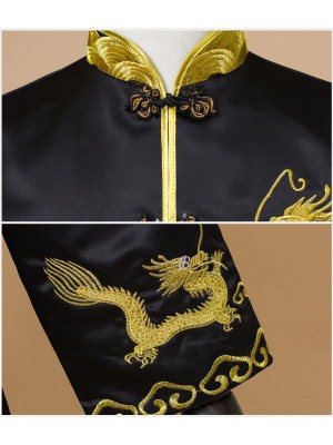 Dragon Embroidered Men's Wedding Tang Suit, Jacket & Skirt