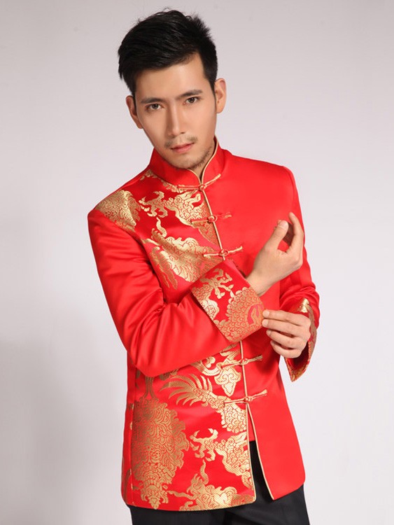 Red Dragon Men's Wedding Jacket - CozyLadyWear