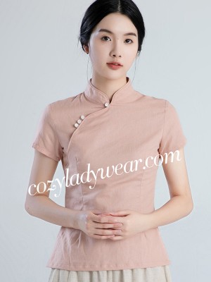 Chic Linen Qipao / Cheongsam Blouse