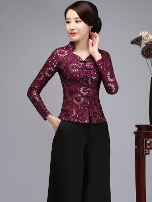 Floral V-neck Qipao / Cheongsam Top Jacket