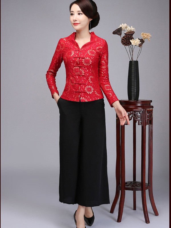 Floral V-neck Qipao / Cheongsam Top Jacket