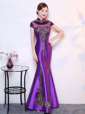 Illusion Sequined Mermaid Qipao / Cheongsam Wedding Dress