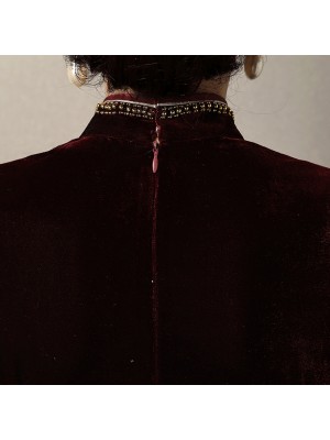 Sequined Velvet Midi Qipao / Cheongsam Dress