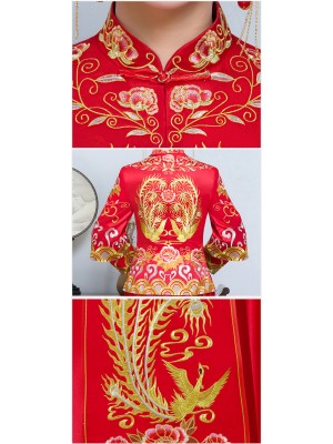 2-Piece Embroidered Phoenix Wedding Qun Kwa