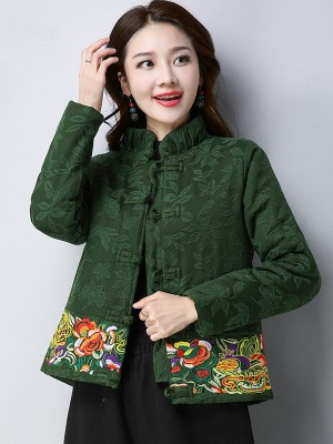 Cotton Padded Embroidered Qipao Tang Jacket