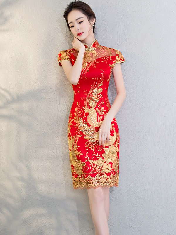 mandalay embroidered cheongsam dress