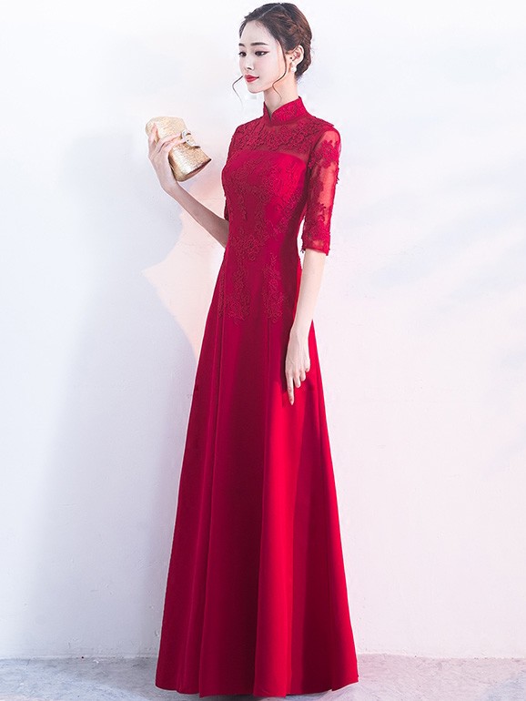 A Line Maxi Qipao /Cheongsam Evening Dress