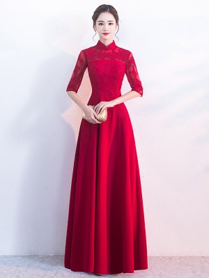 A Line Maxi Qipao /Cheongsam Evening Dress